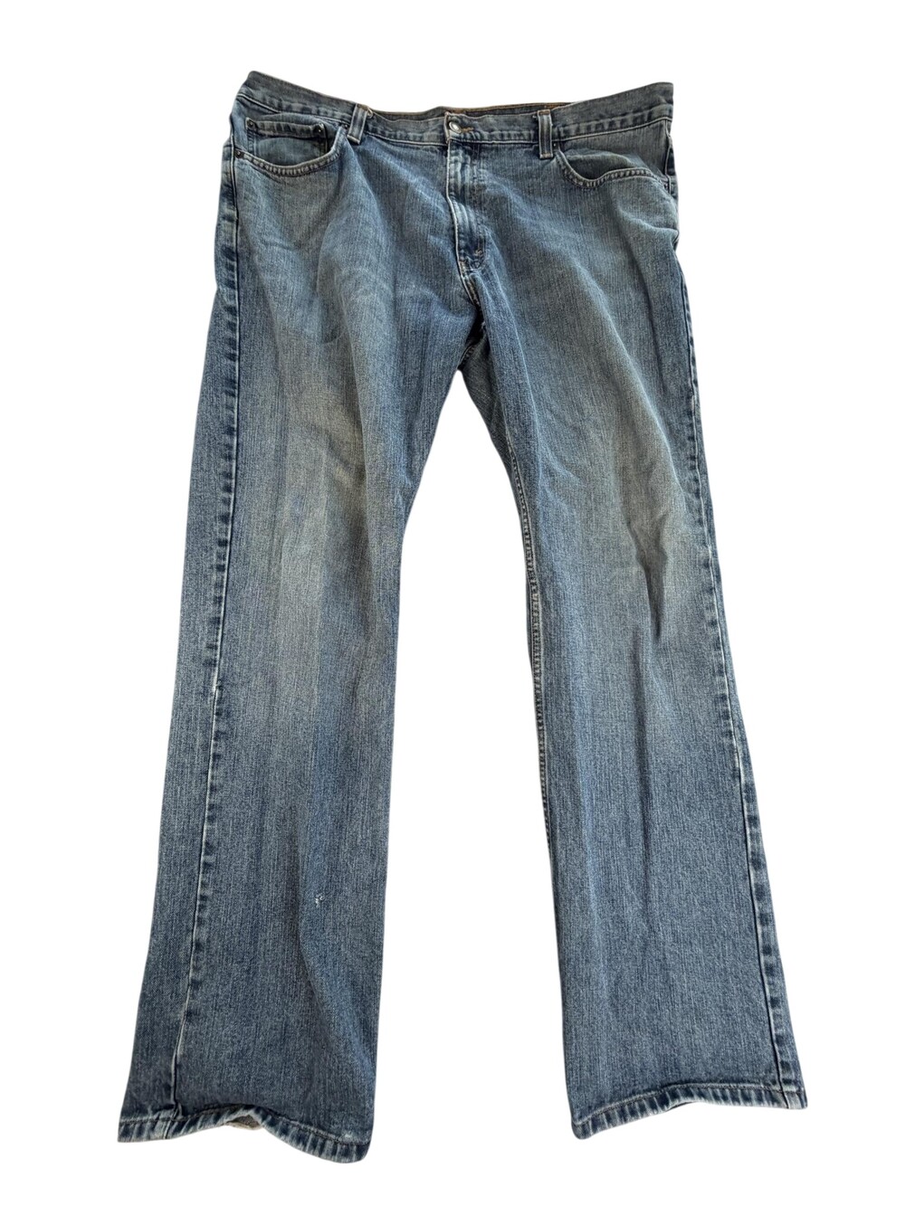 Eddie Bauer Jeans Mens 42x34 Blue Original Straight Leg Distressed Denim